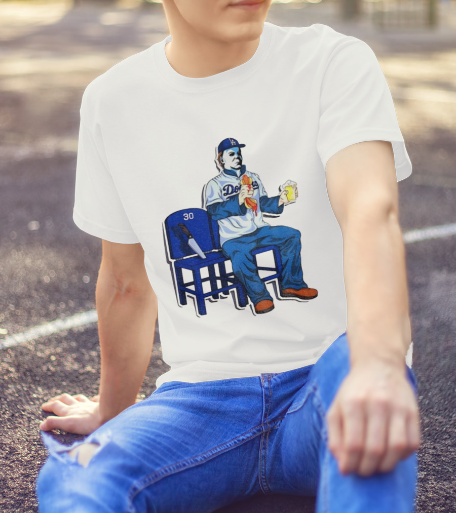 Michael Myers Dodgers Dave Roberts Hot Dog Beer MLB 2025 T-Shirt