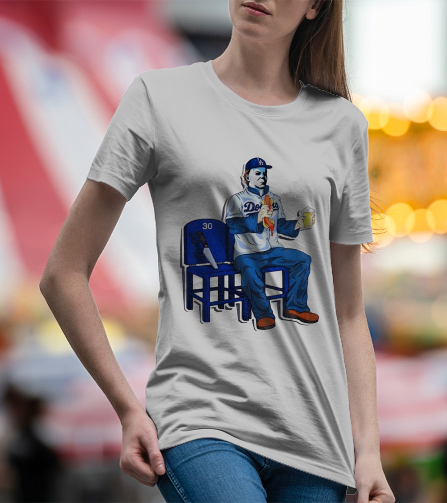 Michael Myers Dodgers Dave Roberts Hot Dog Beer MLB 2025 T-Shirt