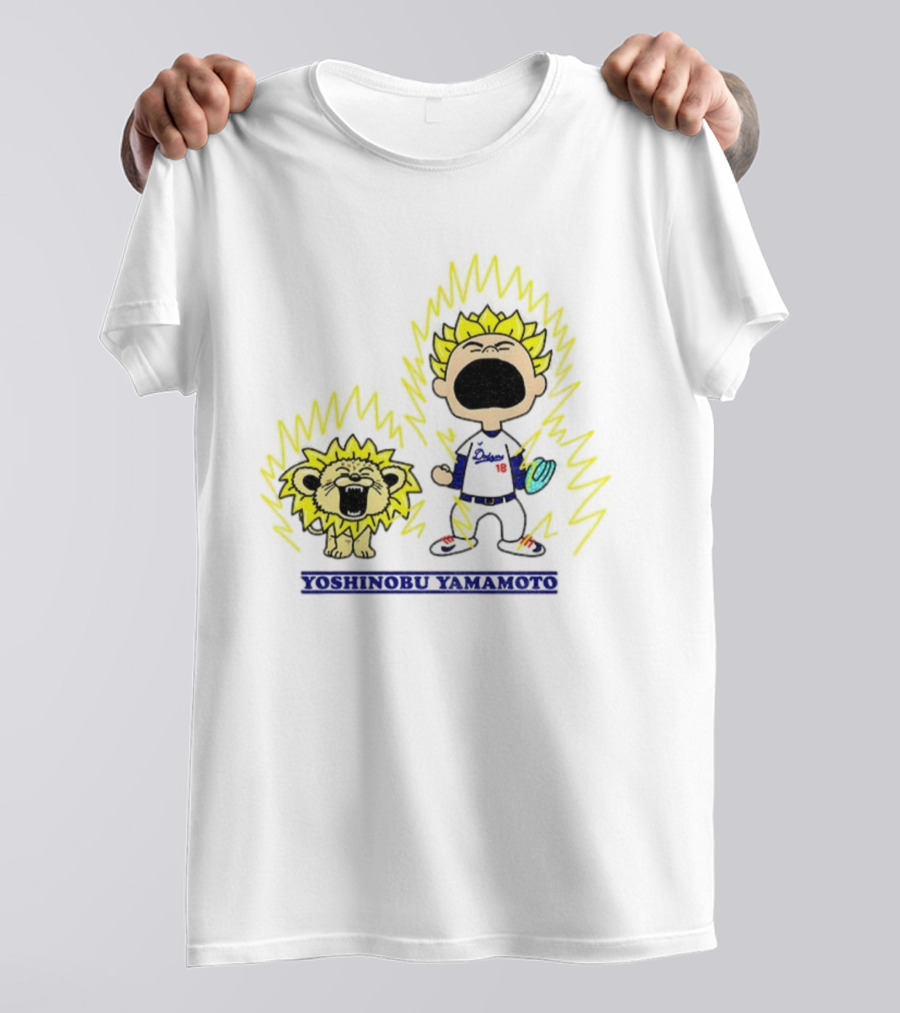 Yoshinobu Yamamoto Charlie Brown Los Angeles Dodgers 18 MLB Super Saiyan Dragon Ball T-Shirt