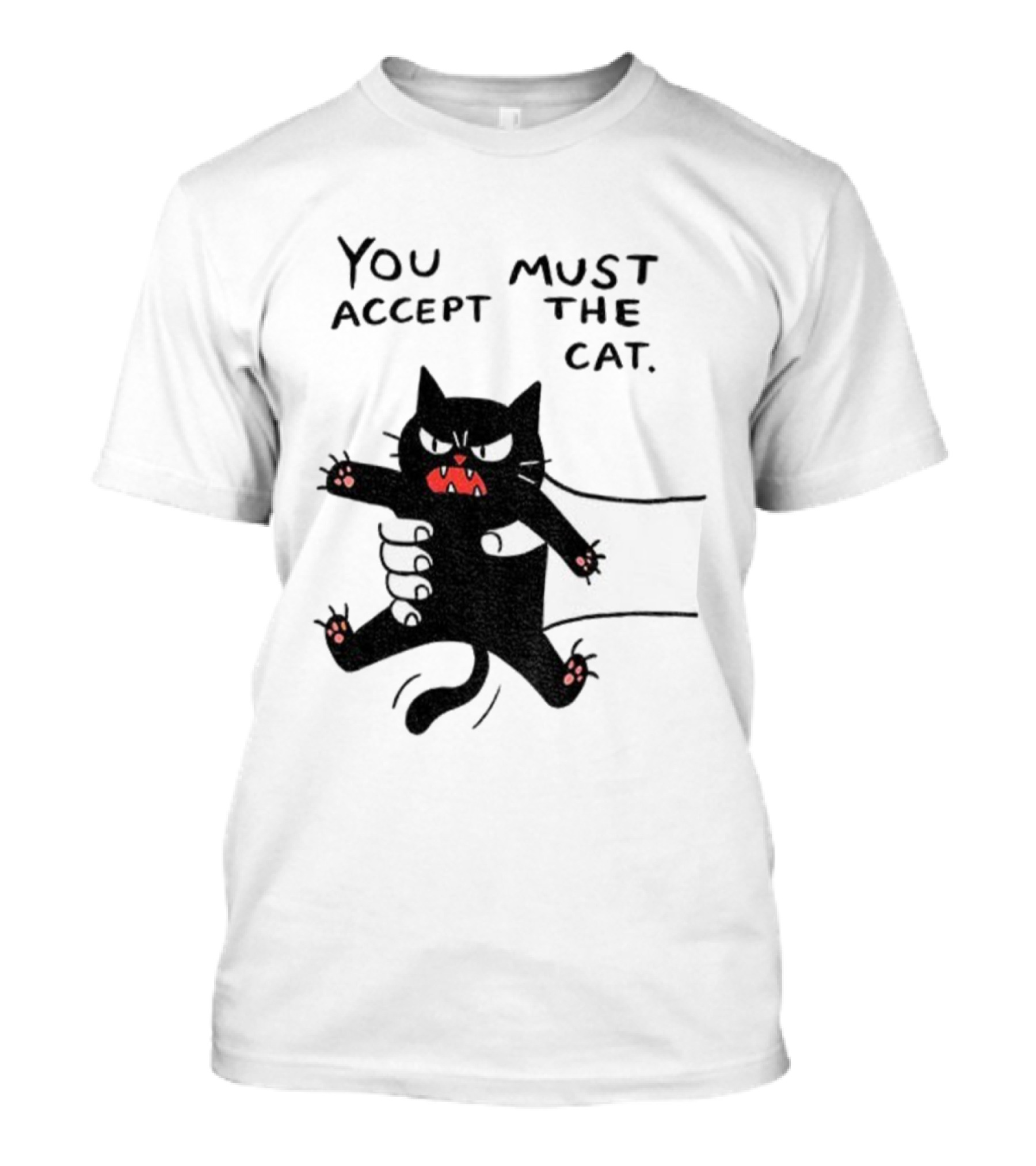 You Must Accept The Cat Grumpy Black Cat Graphic T-Shirt
