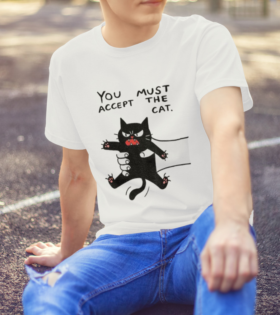 You Must Accept The Cat Grumpy Black Cat Graphic T-Shirt