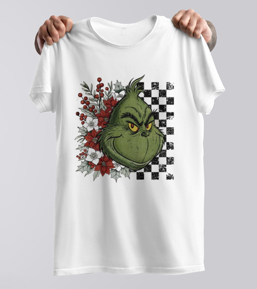 Grinch Floral Christmas Characters Merry Christmas 2025 Festive Design T-Shirt