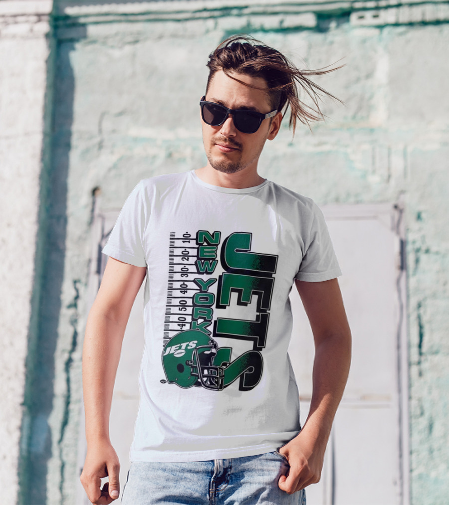 New York Jets NFL Yardage Helmet Vintage Retro 2025 T-Shirt