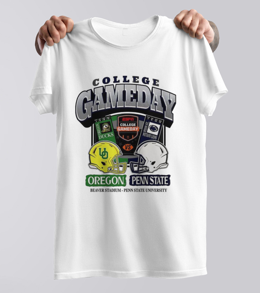 ESPN College Gameday Oregon Ducks Vs Penn State Nittany Lions Helmet Matchup T-Shirt
