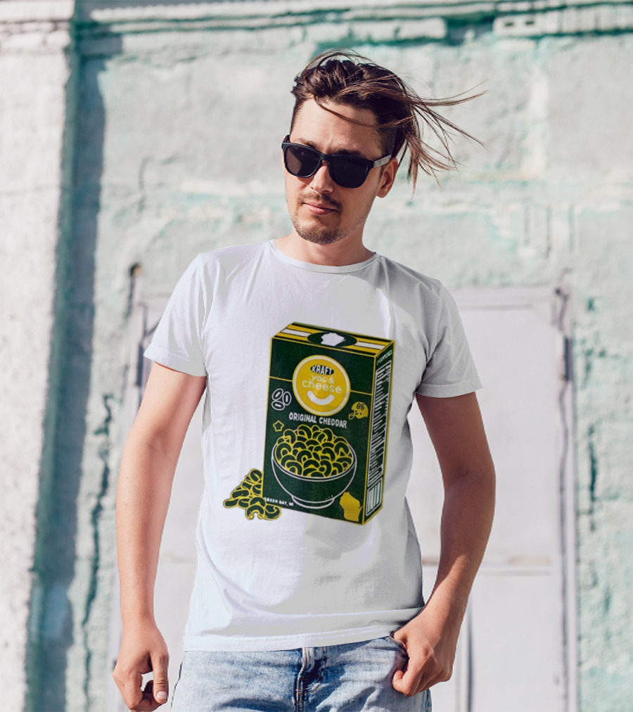 Green Bay Kraft Mac And Cheese Original Cheddar Retro Packers Fan Art T-Shirt
