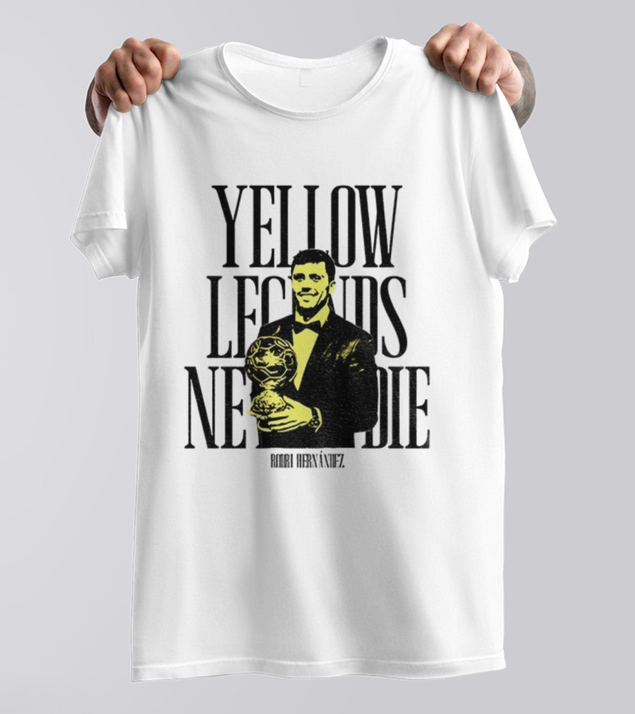 Rodrigo Hernández Manchester City FC Yellow Legends Never Die Signature T-Shirt