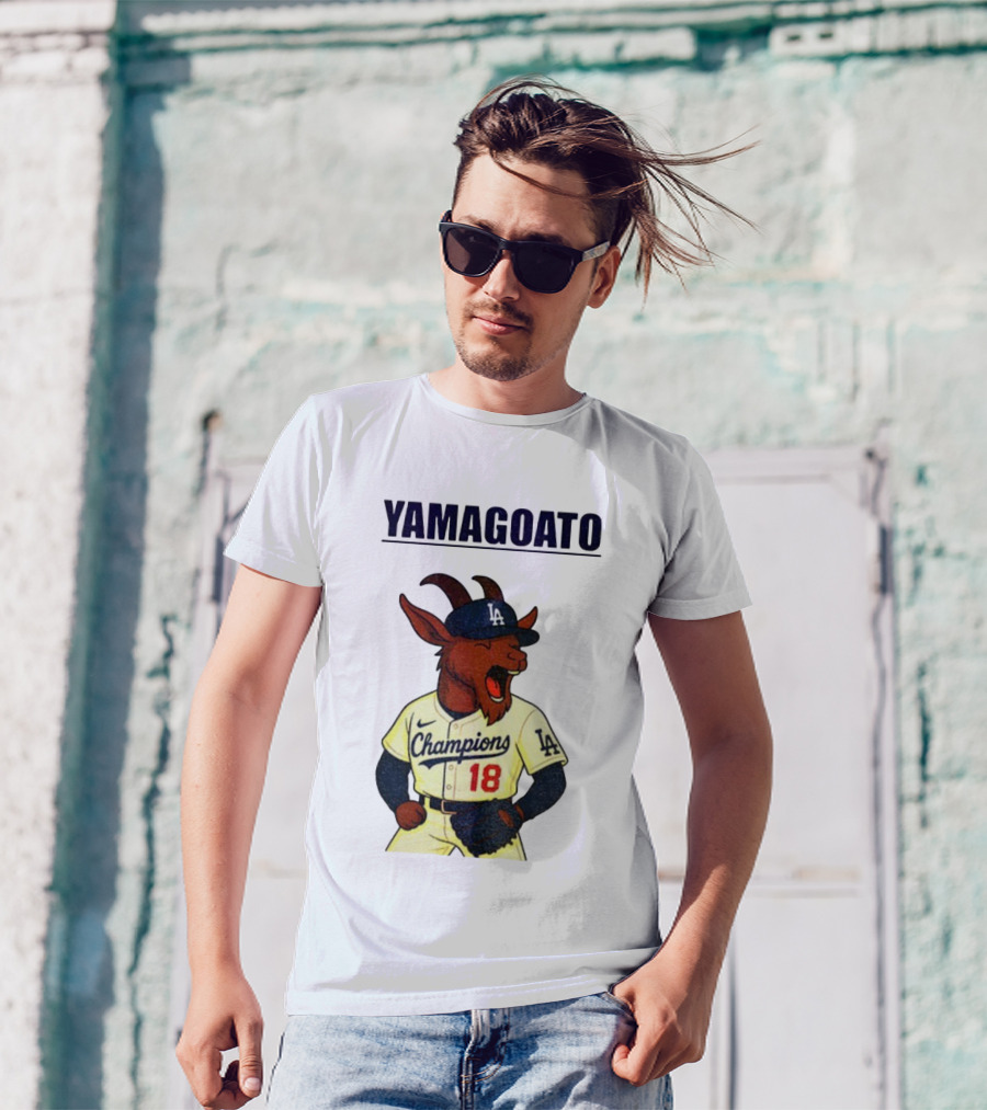 Yamagoato Yoshinobu Yamamoto 18 Champions Los Angeles Dodgers MLB Baseball T-Shirt