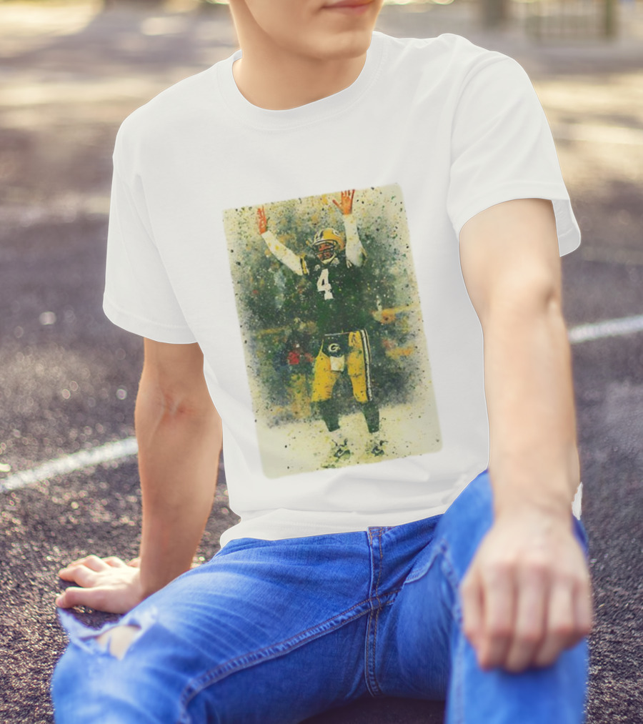 Brett Favre Green Bay Packers Celebratory Splash Number 4 T-Shirt