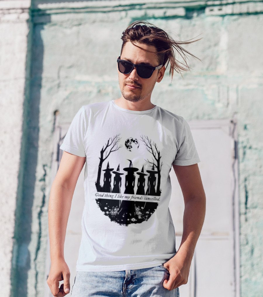 Good Thing I Like My Friends Cancelled Gothic Halloween Moon Twigs T-Shirt