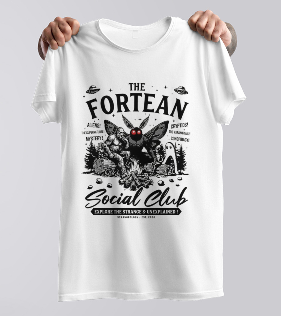The Fortean Social Club Aliens UFOs Cryptids Myths Mystery Conspiracy T-Shirt