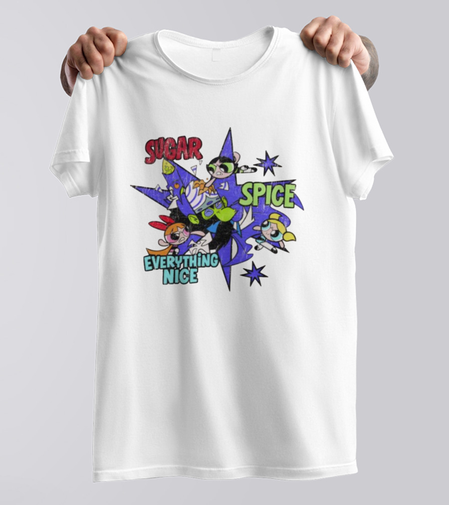 The Powerpuff Girls Sugar Spice Everything Nice Burst Design T-Shirt