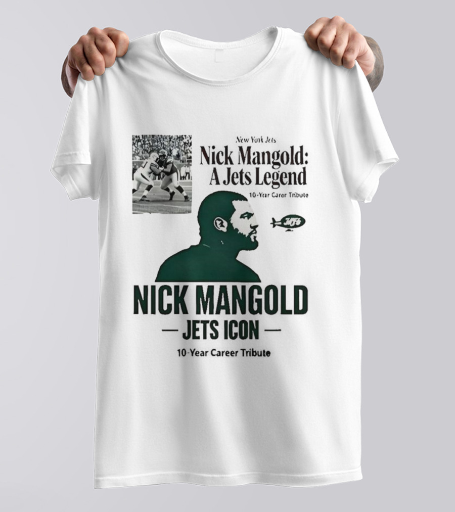 Nick Mangold Jets Icon 10-Year Career Tribute NFL Legend T-Shirt