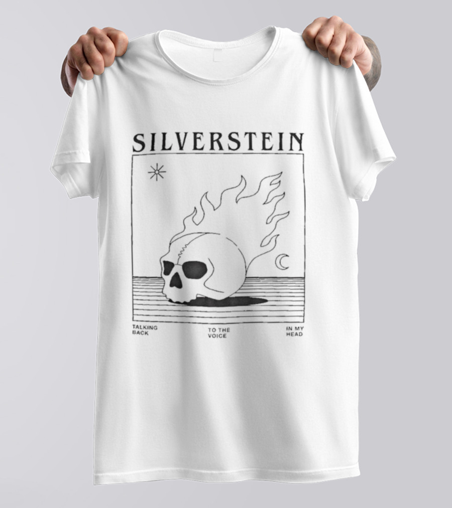 Silverstein Talking Back To The Voice In My Head Flaming Skull Design T-Shirt