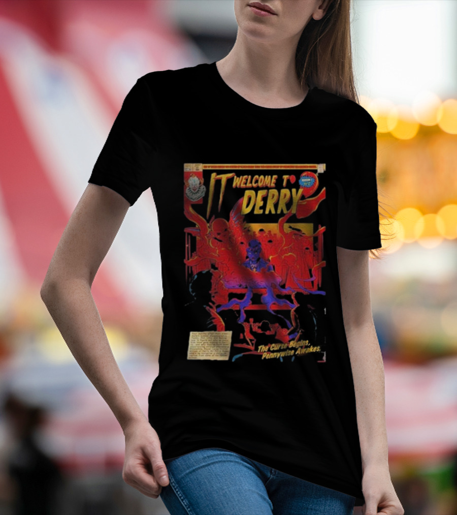 IT Welcome To Derry The Curse Begins Pennywise Awakes Comic Style T-Shirt