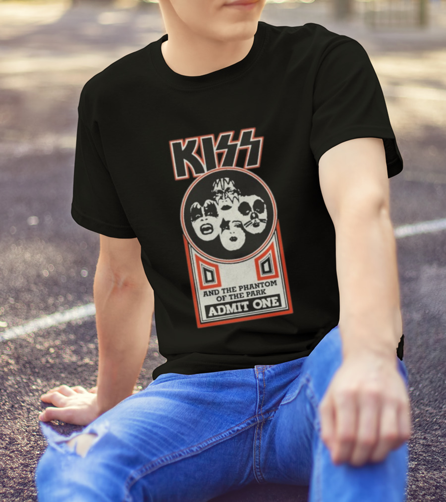 Kiss And The Phantom Of The Park Admit One Ticket Design T-Shirt