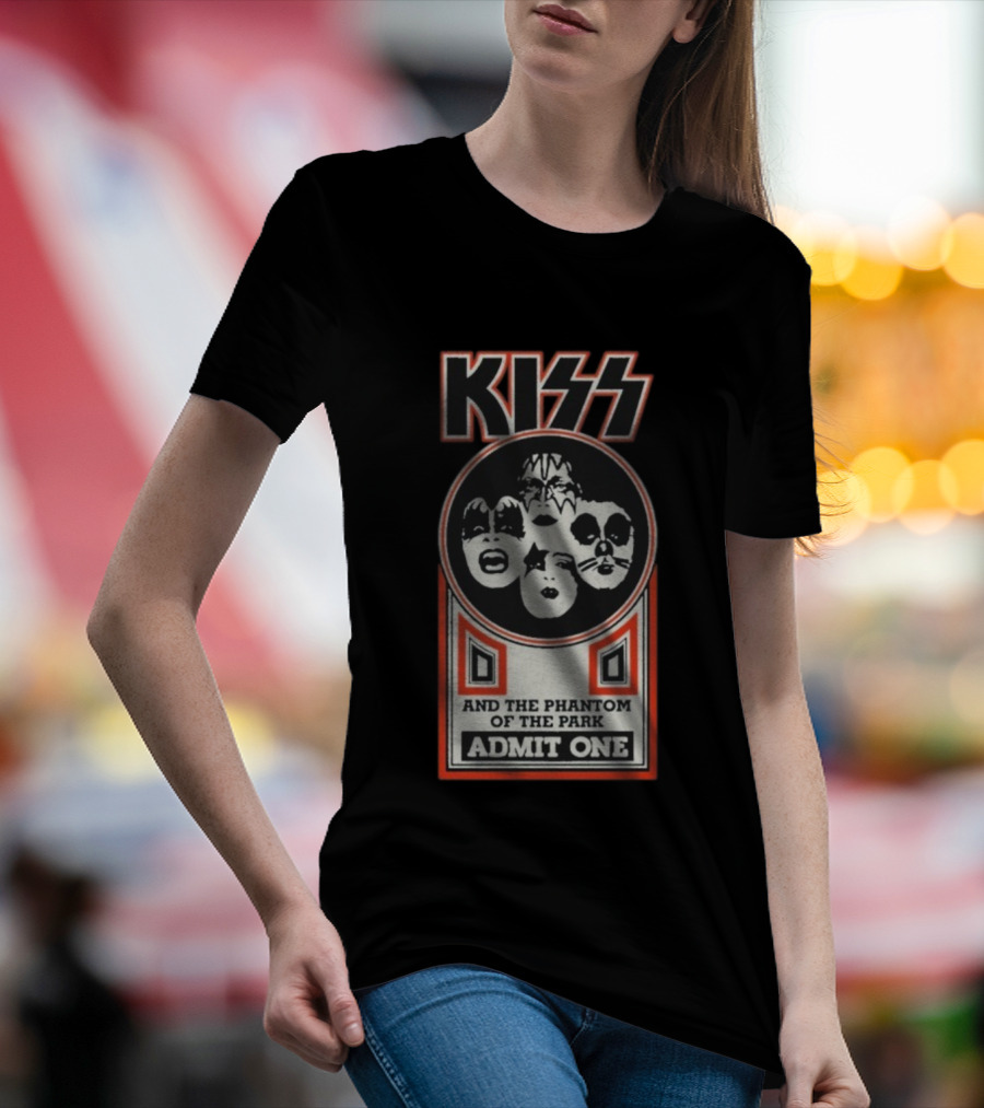 Kiss And The Phantom Of The Park Admit One Ticket Design T-Shirt
