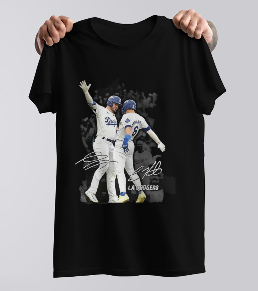 Kiké Hernandez Gavin Lux LA Dodgers Signature Celebration T-Shirt