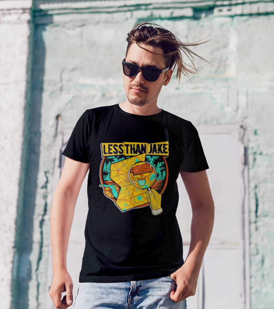 Less Than Jake Borders And Boundaries Anniversary Map Design T-Shirt