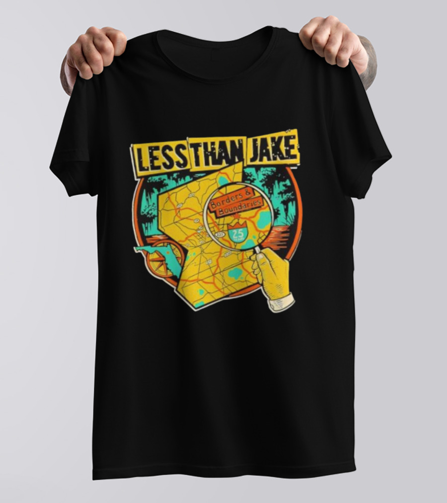 Less Than Jake Borders And Boundaries Anniversary Map Design T-Shirt