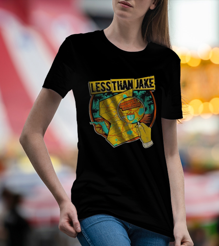 Less Than Jake Borders And Boundaries Anniversary Map Design T-Shirt