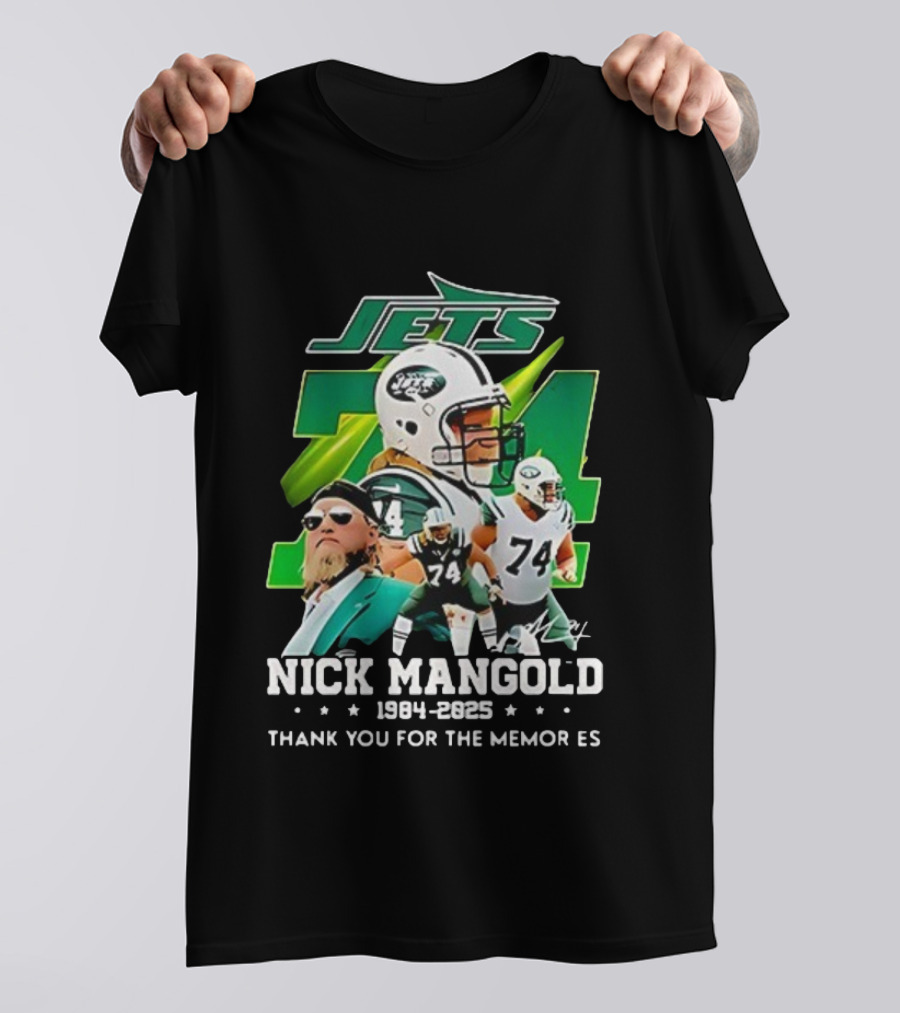New York Jets Nick Mangold 74 Thank You For The Memories 1984-2023 T-Shirt