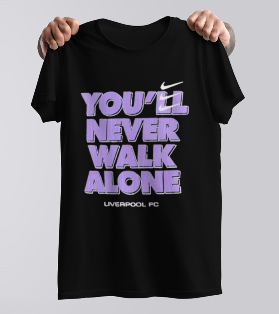 Nike You'll Never Walk Alone Liverpool FC Purple Text With Iconic Swoosh T-Shirt