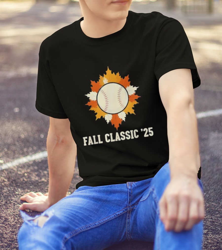 Fall Classic '25 Autumn Baseball Leaf Spirit T-Shirt