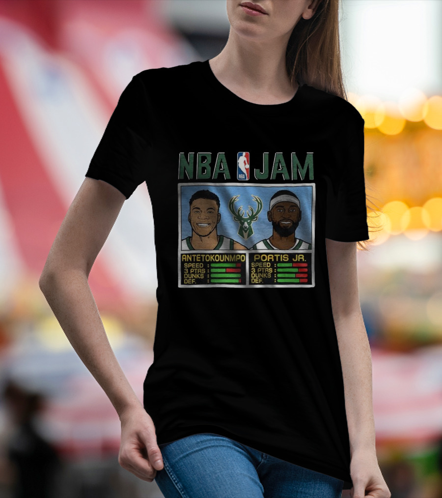 NBA Jam Antetokounmpo Portis Jr Milwaukee Bucks Classic Video Game T-Shirt