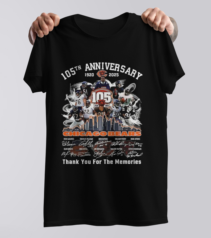 Chicago Bears 105th Anniversary 1920-2025 Thank You For The Memories T-Shirt