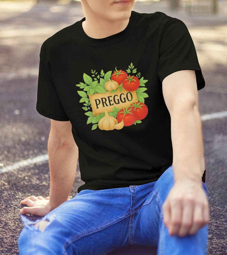 Prego Sauce Inspired Preggo Cute Pregnancy Announcement Costume T-Shirt