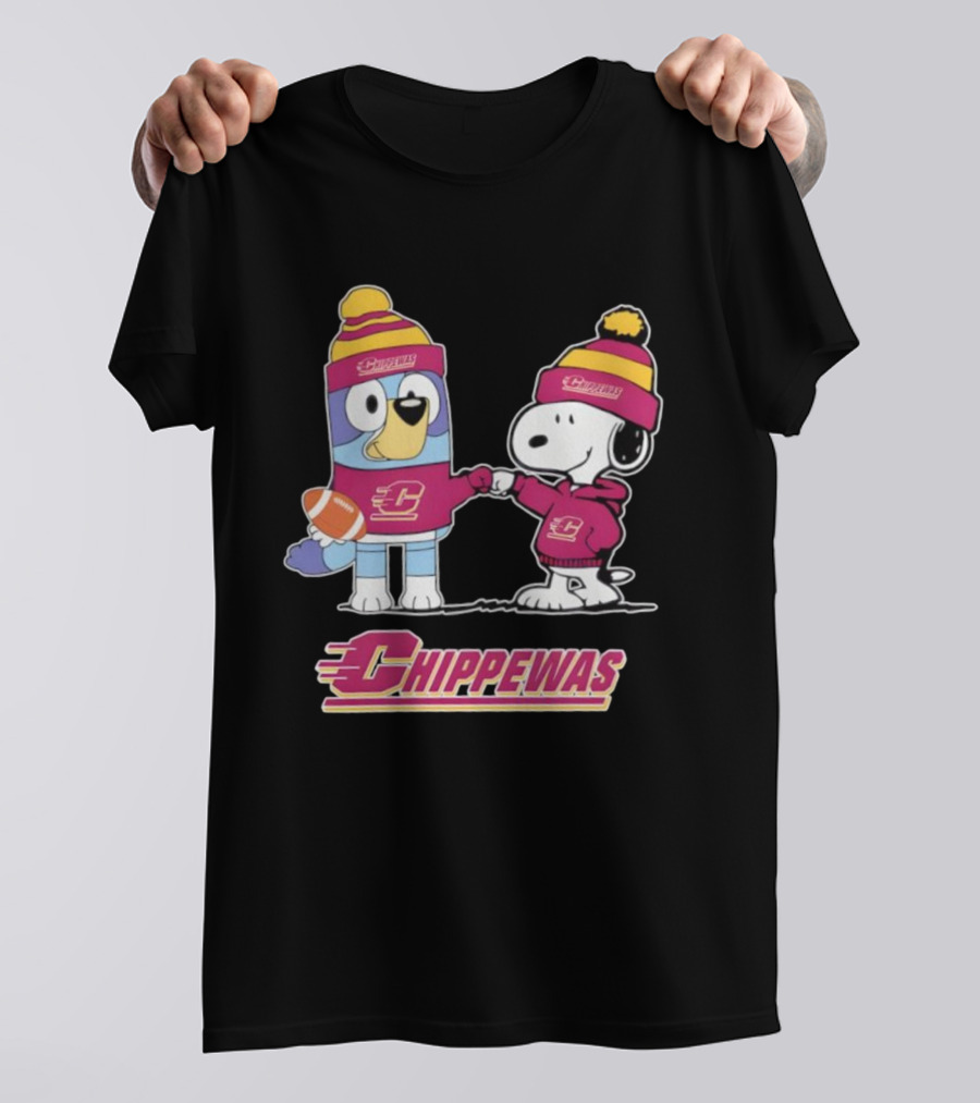 Snoopy Bluey Central Michigan Chippewas Football Collaboration T-Shirt