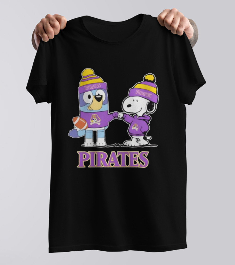 Snoopy Bluey East Carolina Pirates Football Festive Team Spirit T-Shirt