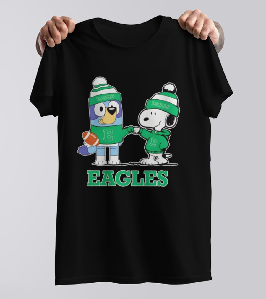 Snoopy Bluey Eastern Michigan Eagles Football Team Fan Apparel T-Shirt