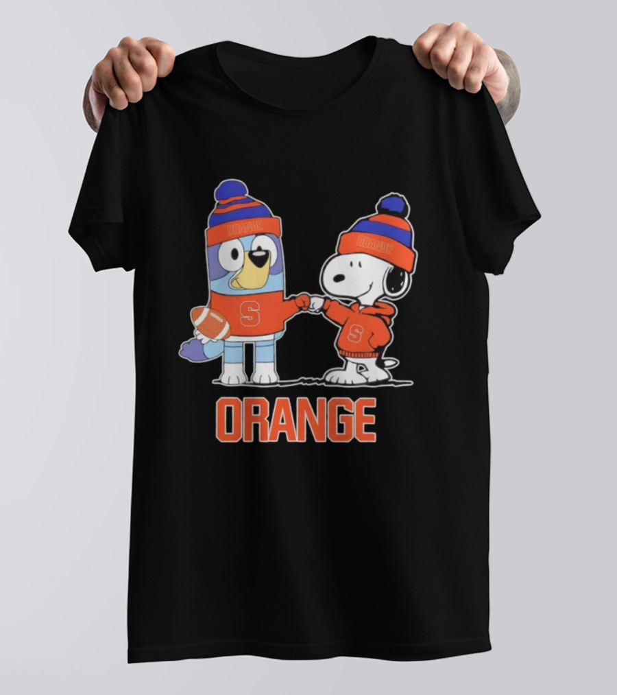 Snoopy Bluey Syracuse Orange Football Collaboration T-Shirt