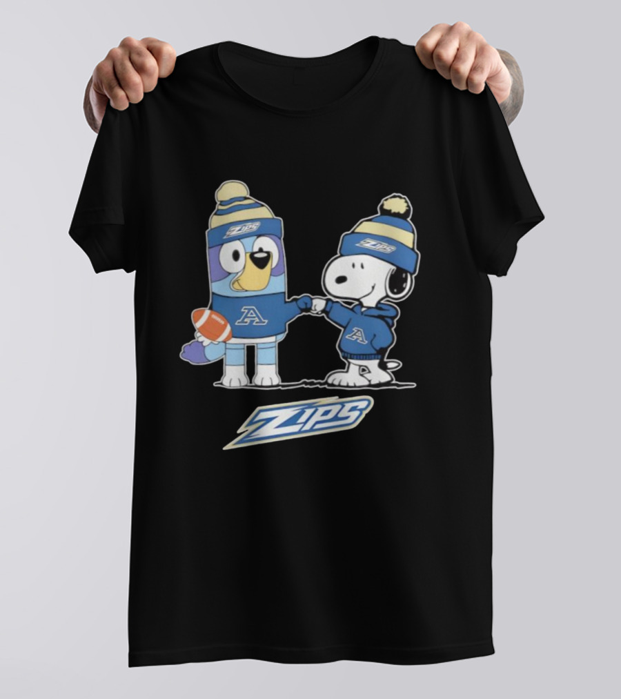 Snoopy X Bluey Akron Zips Football A Collaboration T-Shirt