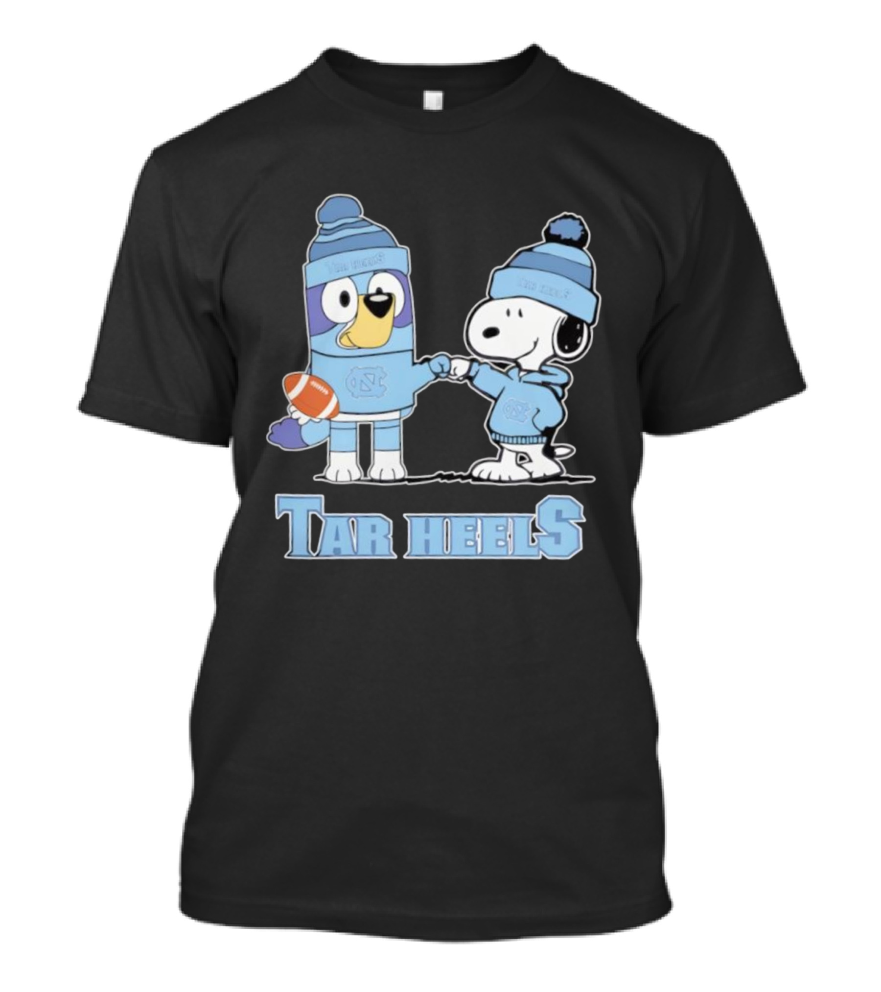 Snoopy Bluey Collaboration North Carolina Tar Heels Football T-Shirt