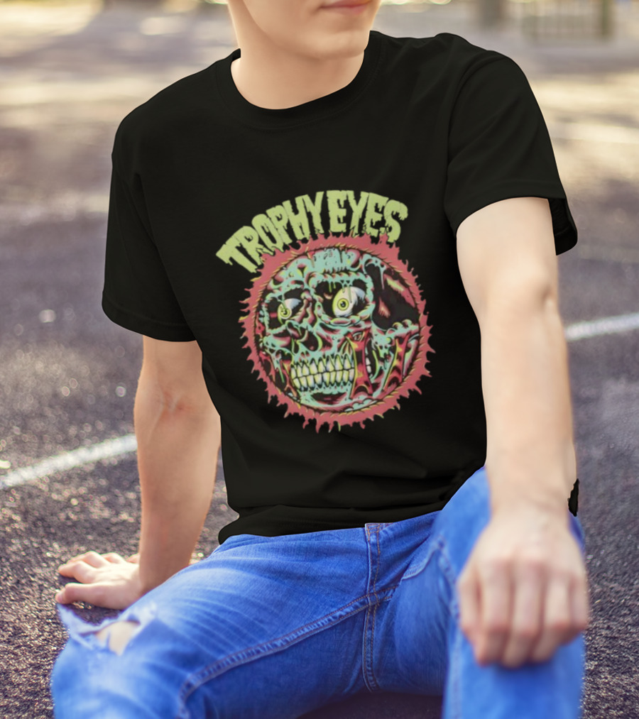Trophy Eyes Zombie Skull Halloween 2025 T-Shirt