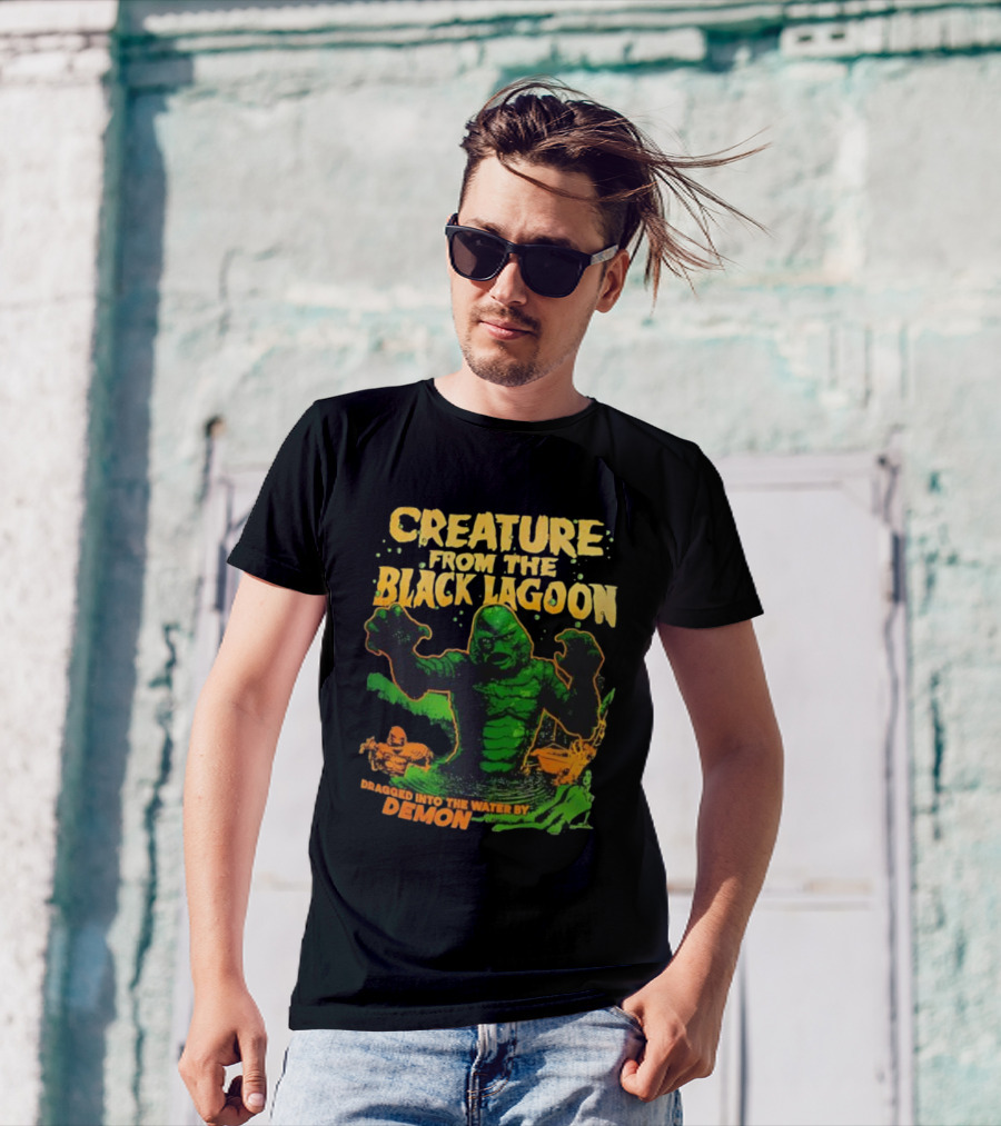 Creature From The Black Lagoon Dragged Into The Water By Demon T-Shirt