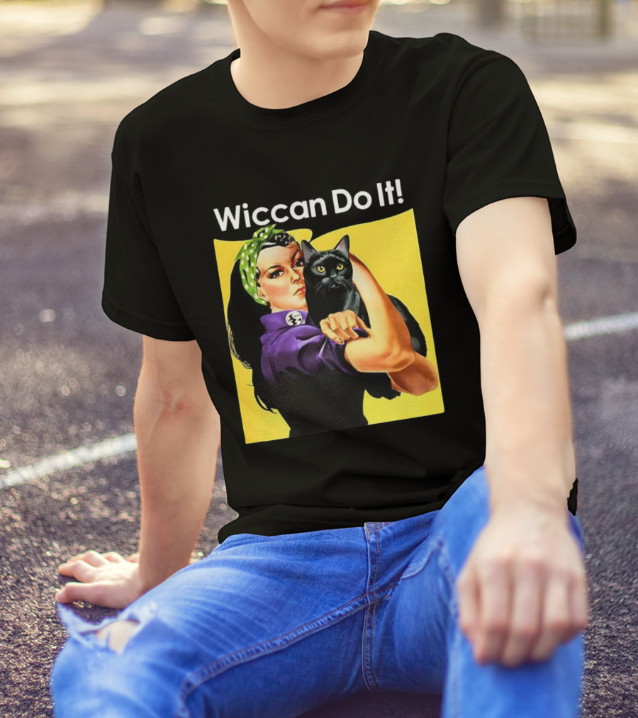 Wiccan Do It Rosie The Riveter Black Cat Magic Empowerment T-Shirt
