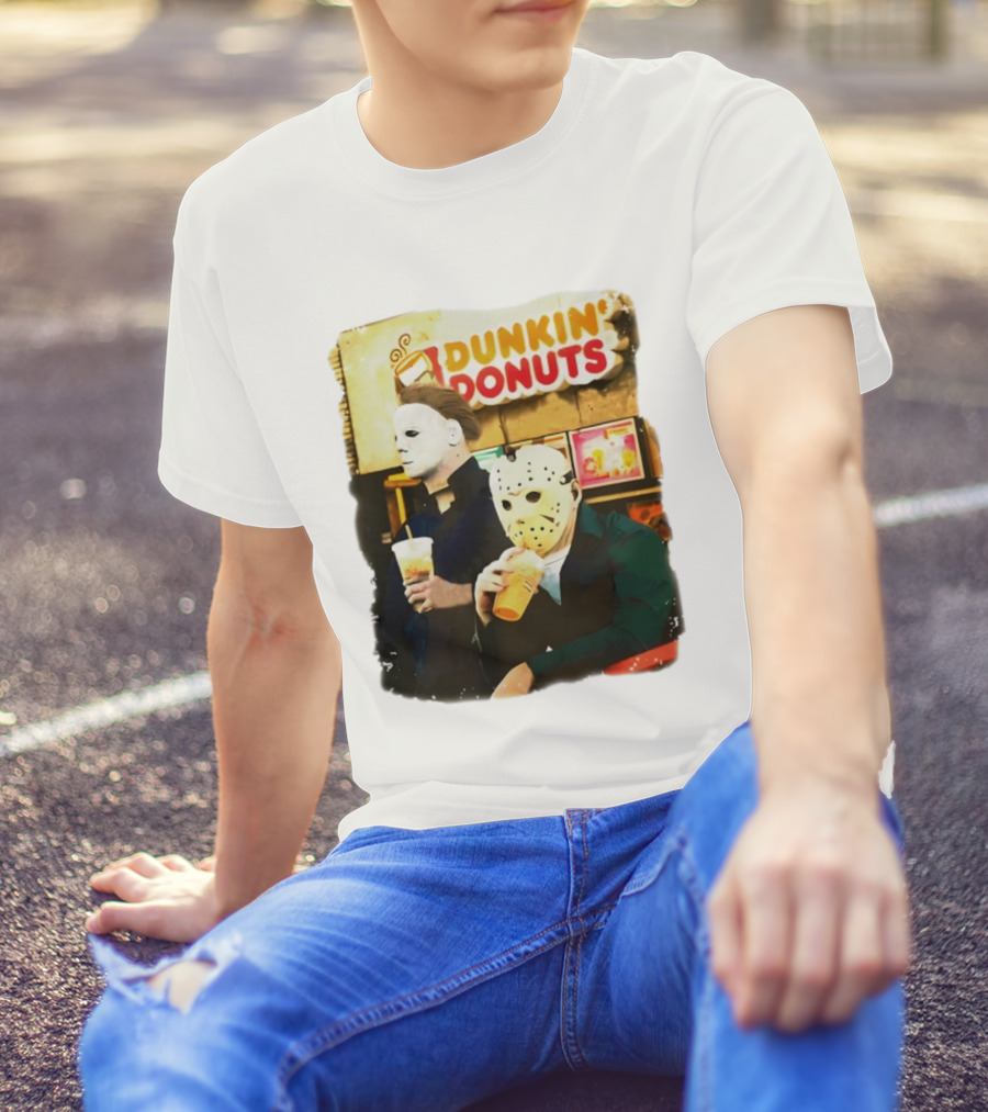 Dunkin Donuts Halloween Michael Jason Horror Movie Funny T-Shirt