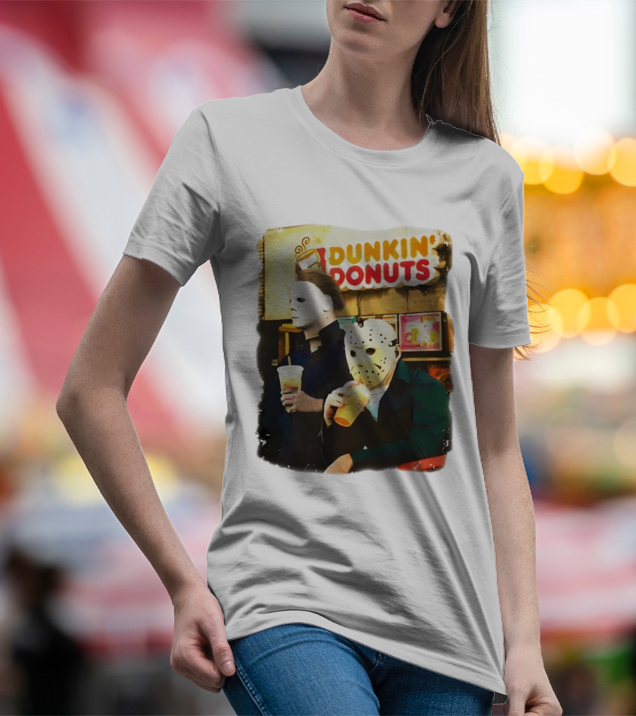 Dunkin Donuts Halloween Michael Jason Horror Movie Funny T-Shirt