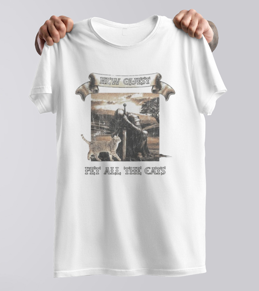 New Quest Pet All The Cats Knight Medieval Adventure T-Shirt