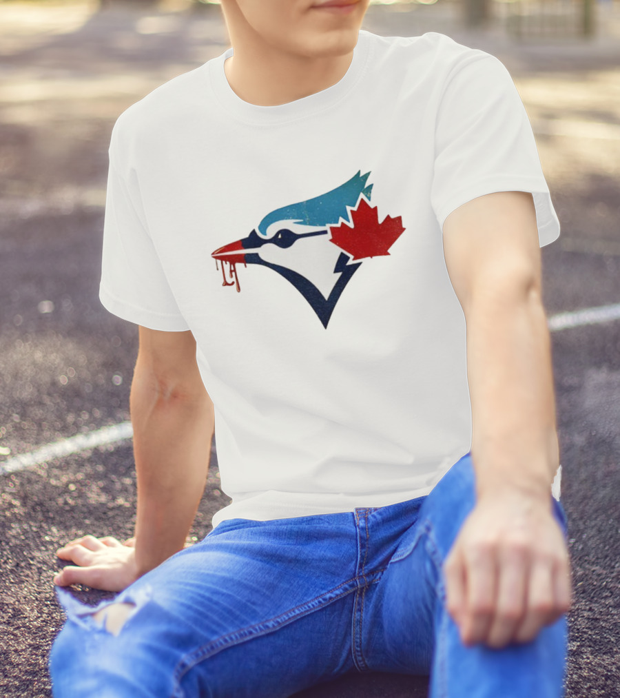 Toronto Blue Jays Dripping Maple Leaf Bird Emblem T-Shirt