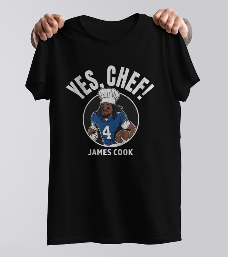 James Cook Yes Chef Cartoon Buffalo Bills NFL Football 2025 Game Day T-Shirt