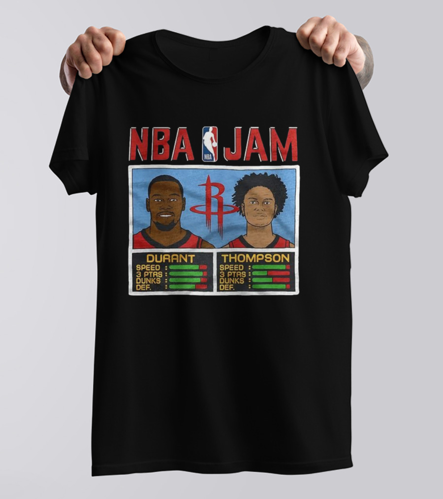 Kevin Durant Amen Thompson Houston Rockets NBA Jam Retro Style T-Shirt