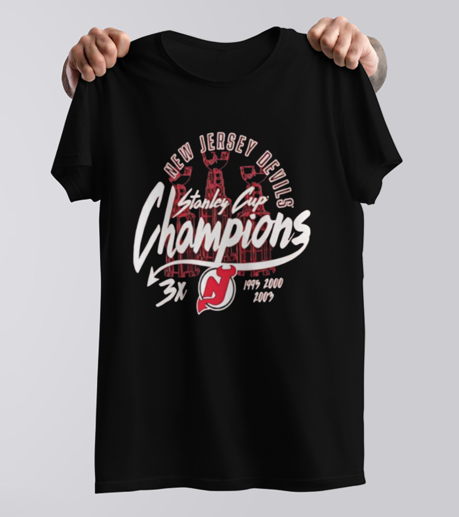 New Jersey Devils Stanley Cup Champions 3x 1995 2000 2003 T-Shirt