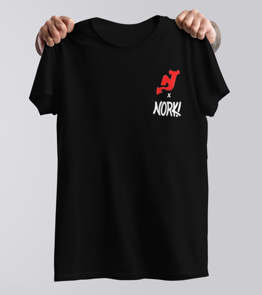New Jersey Devils X Nork Los Diablos Collaboration Red NJ Logo T-Shirt