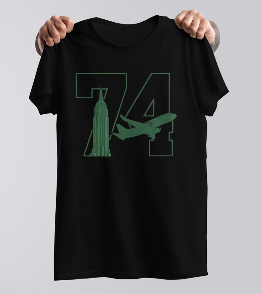 Nick Mangold 74 New York Jets Empire State Building Plane Tribute NFL 2025 T-Shirt