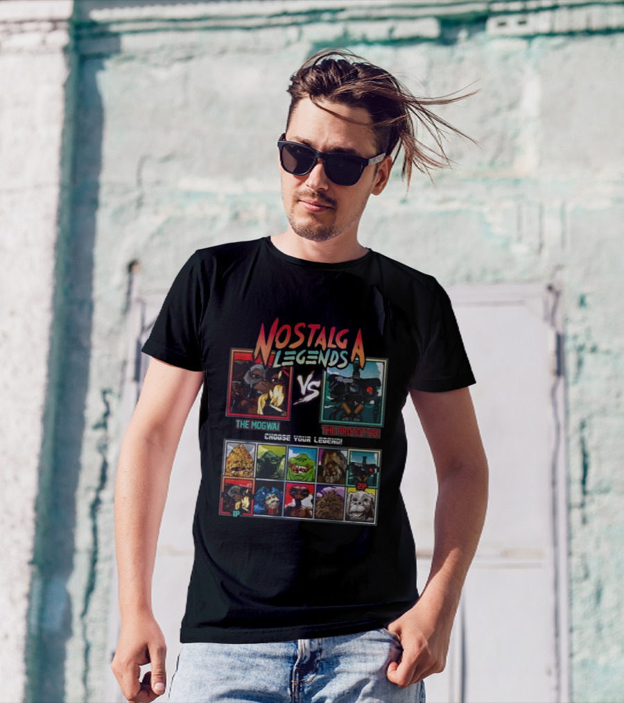 Nostalgia Legends Mogwai Vs Prototype Retro Battle Choose Your Legend T-Shirt