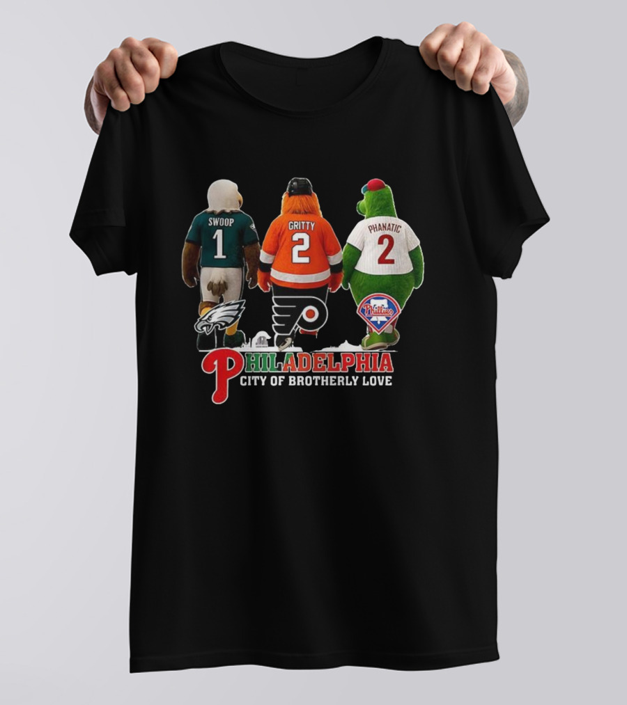 Swoop Gritty Phanatic Philadelphia City Of Brotherly Love Eagles Flyers Phillies T-Shirt